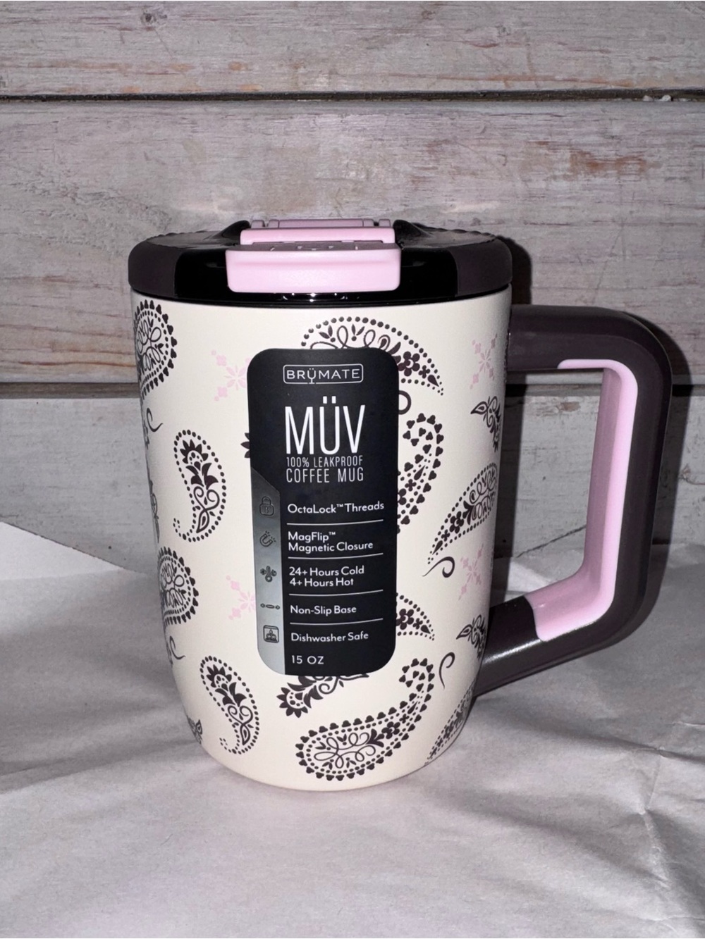 Brumate 15oz MUV Insulated Mug - Pink Paisley - New with Tags